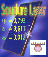 Panneau solaire � soudure laser Haut Rendement Bluestar L Cu (2,39 m�), avec absorbeur Cuivre s�lectif eta plus_cu, et tubes cuivre, Solar Keymark