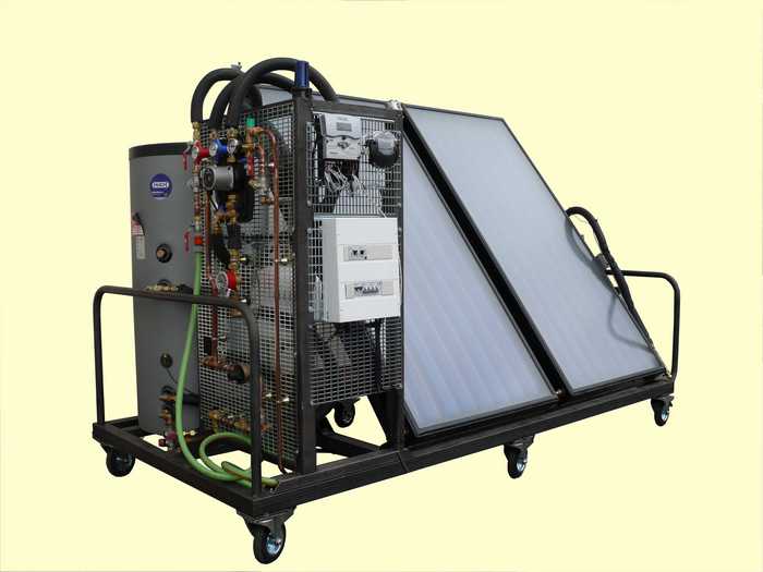Syst&egrave;me de production d'eau chaude solaire thermique mobile, instrument&eacute; et didactis&eacute; 2 capteurs - 200 litres